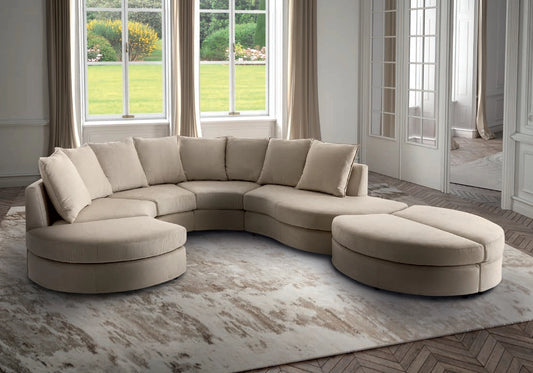 Canapé d'angle NARY beige, parfait pour style moderne et confort.