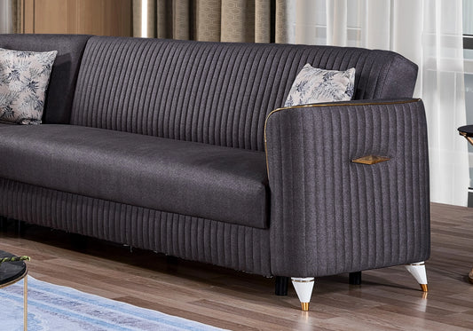 Canapé d’angle velours gris lit coffre – ZEBRA