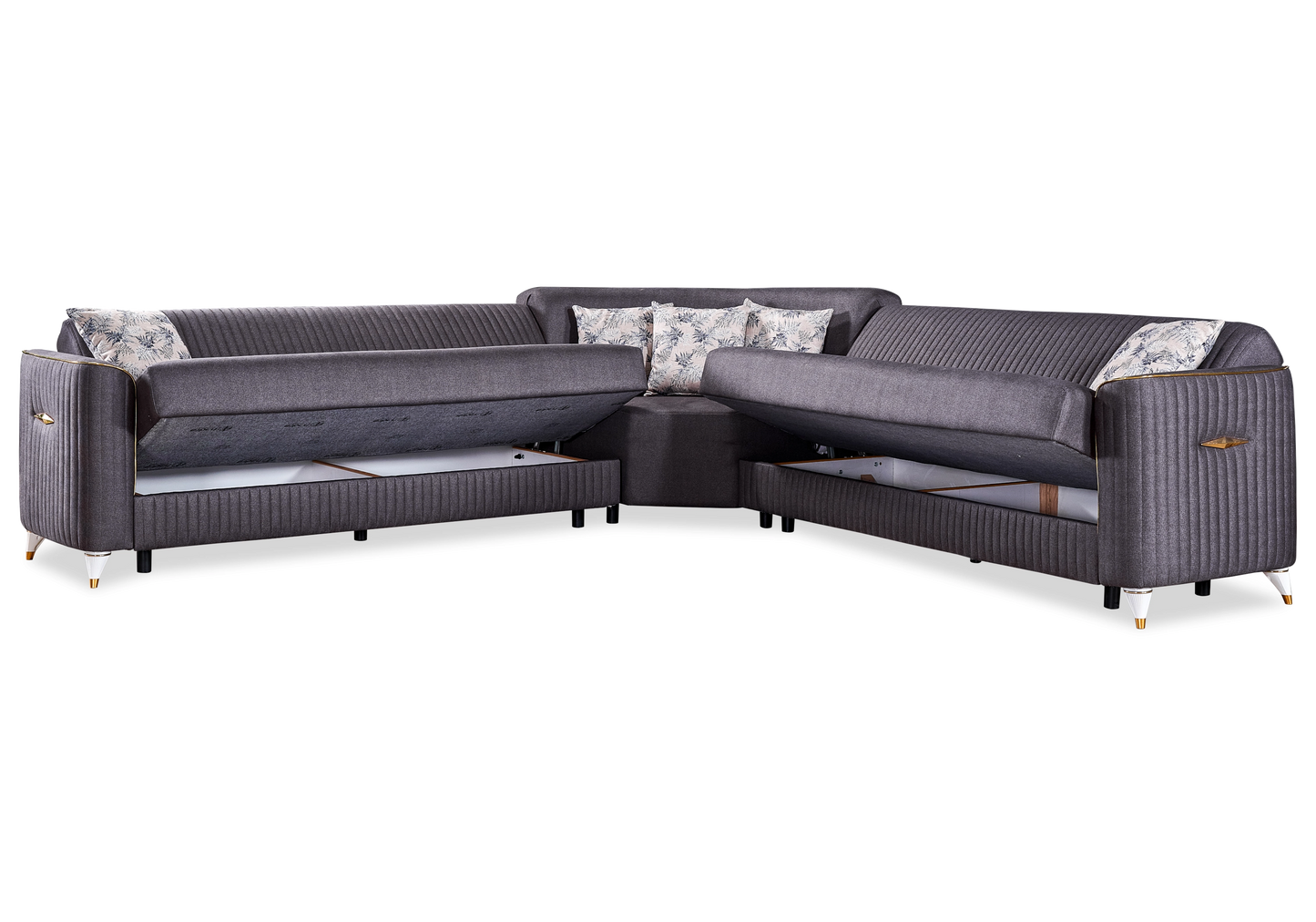 Canapé d’angle velours gris lit coffre – ZEBRA
