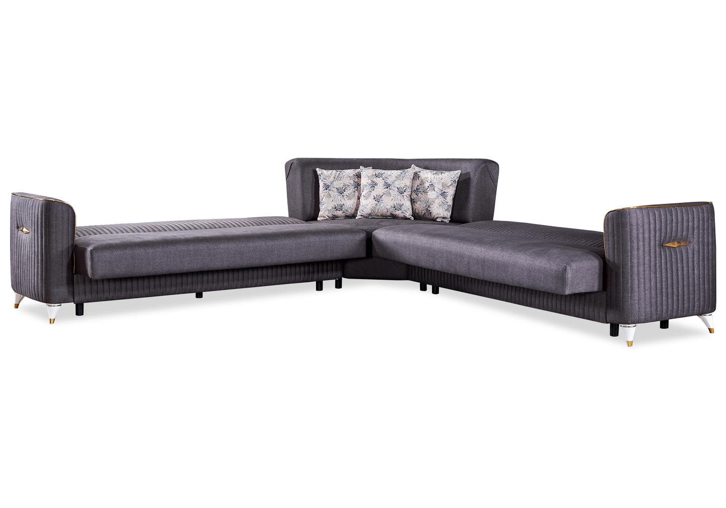 Canapé d’angle velours gris lit coffre – ZEBRA