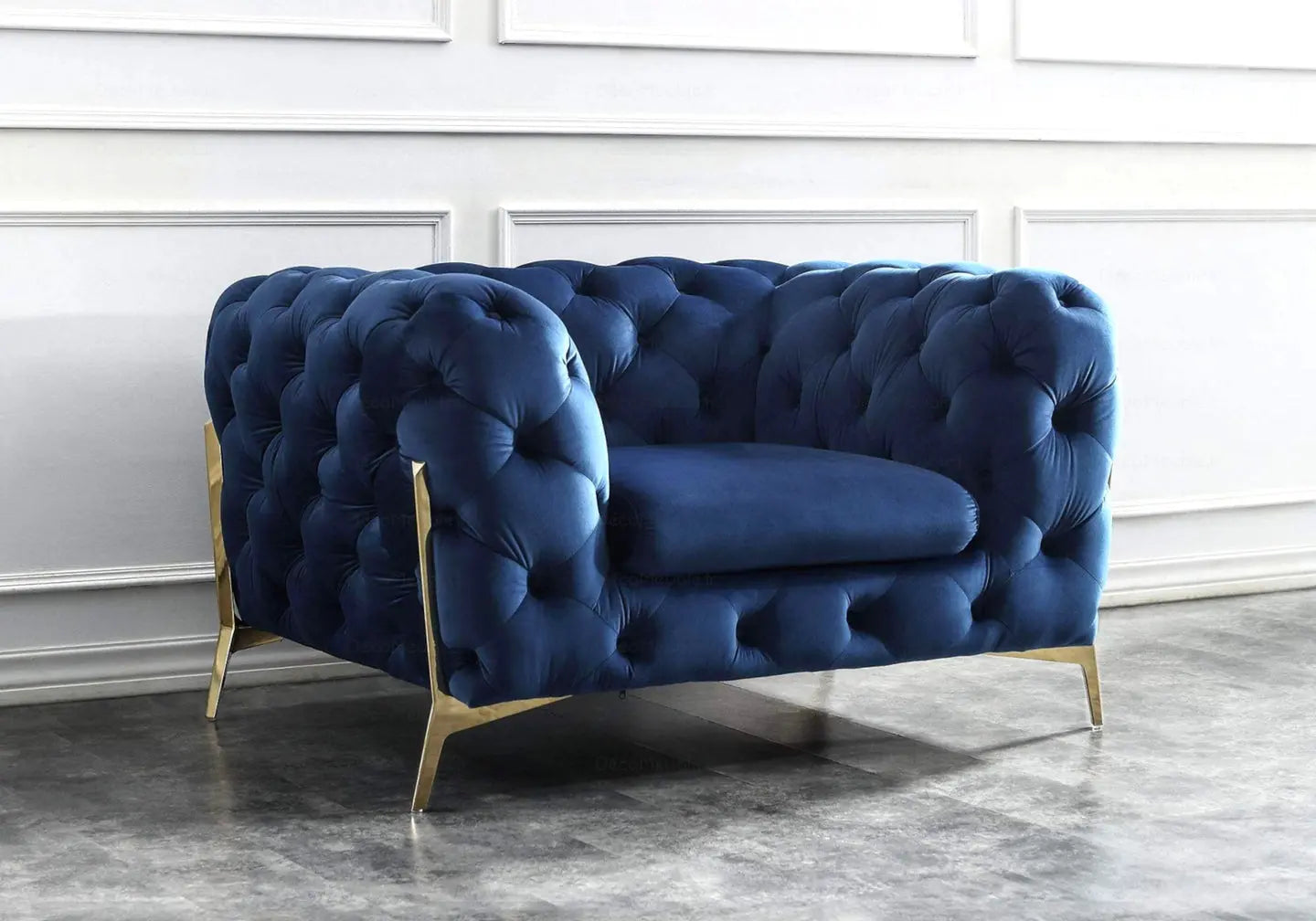 Canapés 3+2+1 chesterfield bleu PACO BM Design