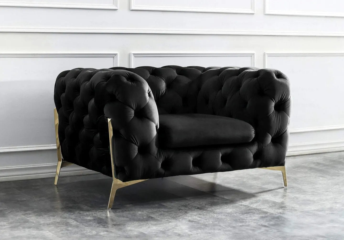 Canapés 3+2+1 chesterfield noir PACO BM Design