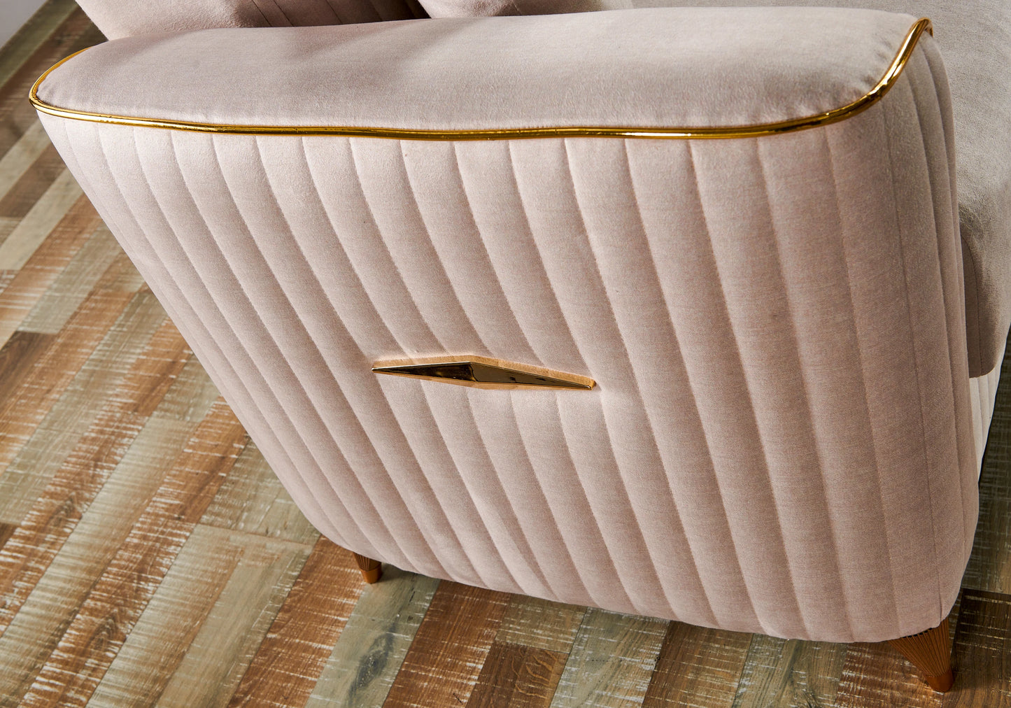 Canapé velours beige rétro convertible avec coffre – ZEBRA