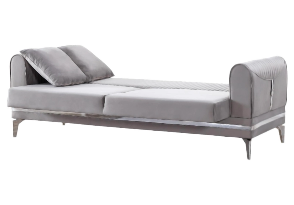 Canapé velours gris convertible avec coffre – LOFT