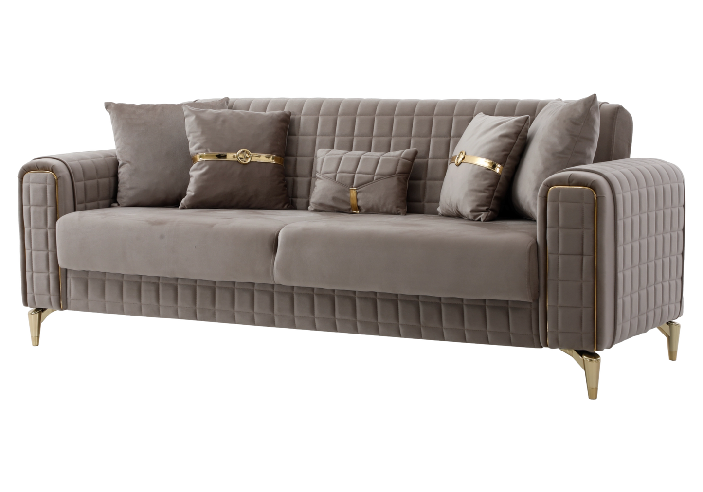 Canapé velours moka convertible coffre – ATLAS