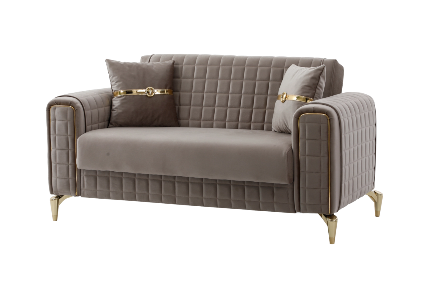 Canapé velours moka convertible coffre – ATLAS
