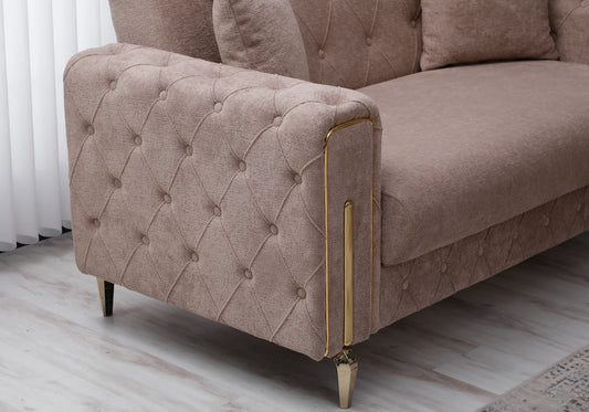 Canapé velours moka convertible coffre – PRAG