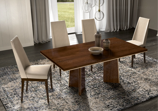 Chaise Noyer velours Beige – Confort Eva Design Élégance DEKOFLIX