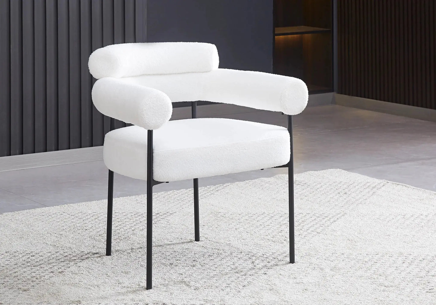 Chaise bulle velours beige pieds metal noir LAYA New Design