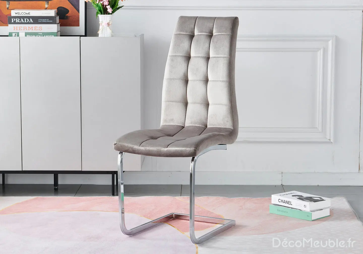 Chaise capitonné velours moka SIA (lot de 6) New Design