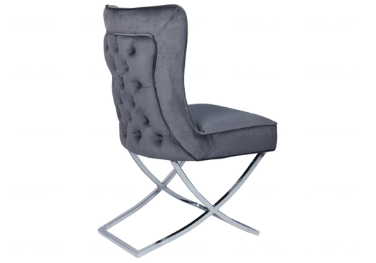 Chaise capitonnée argent anthracite ENZO (Lot de 2) New Design