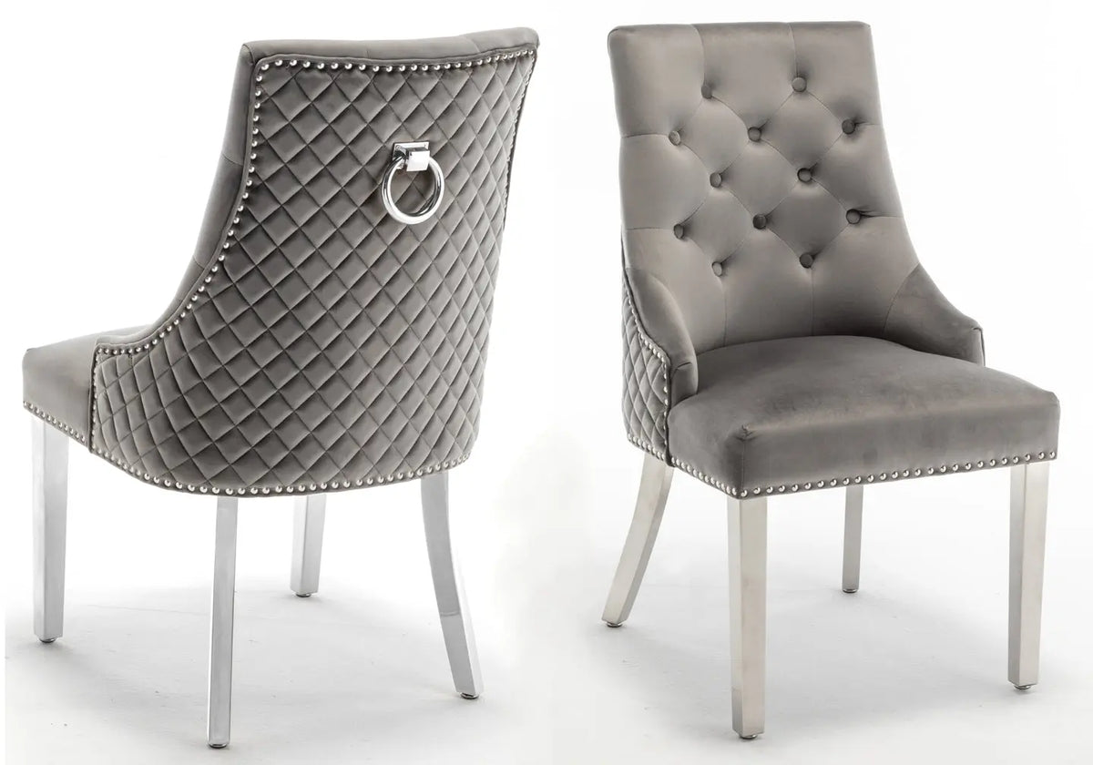 Chaise capitonnée argent anthracite LIDY New Design