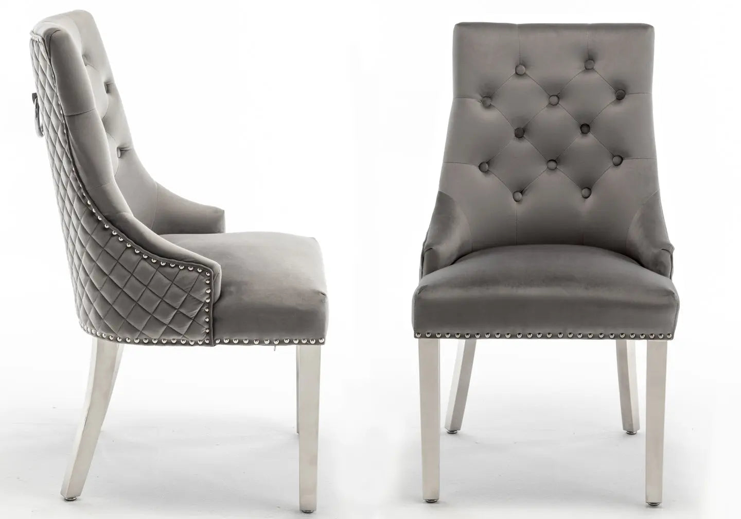 Chaise capitonnée argent anthracite LIDY New Design