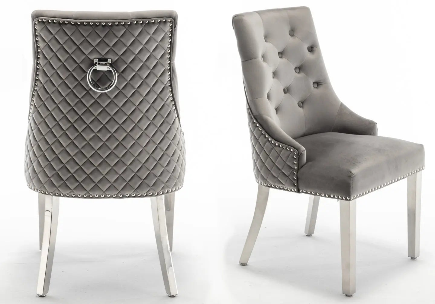 Chaise capitonnée argent anthracite LIDY New Design