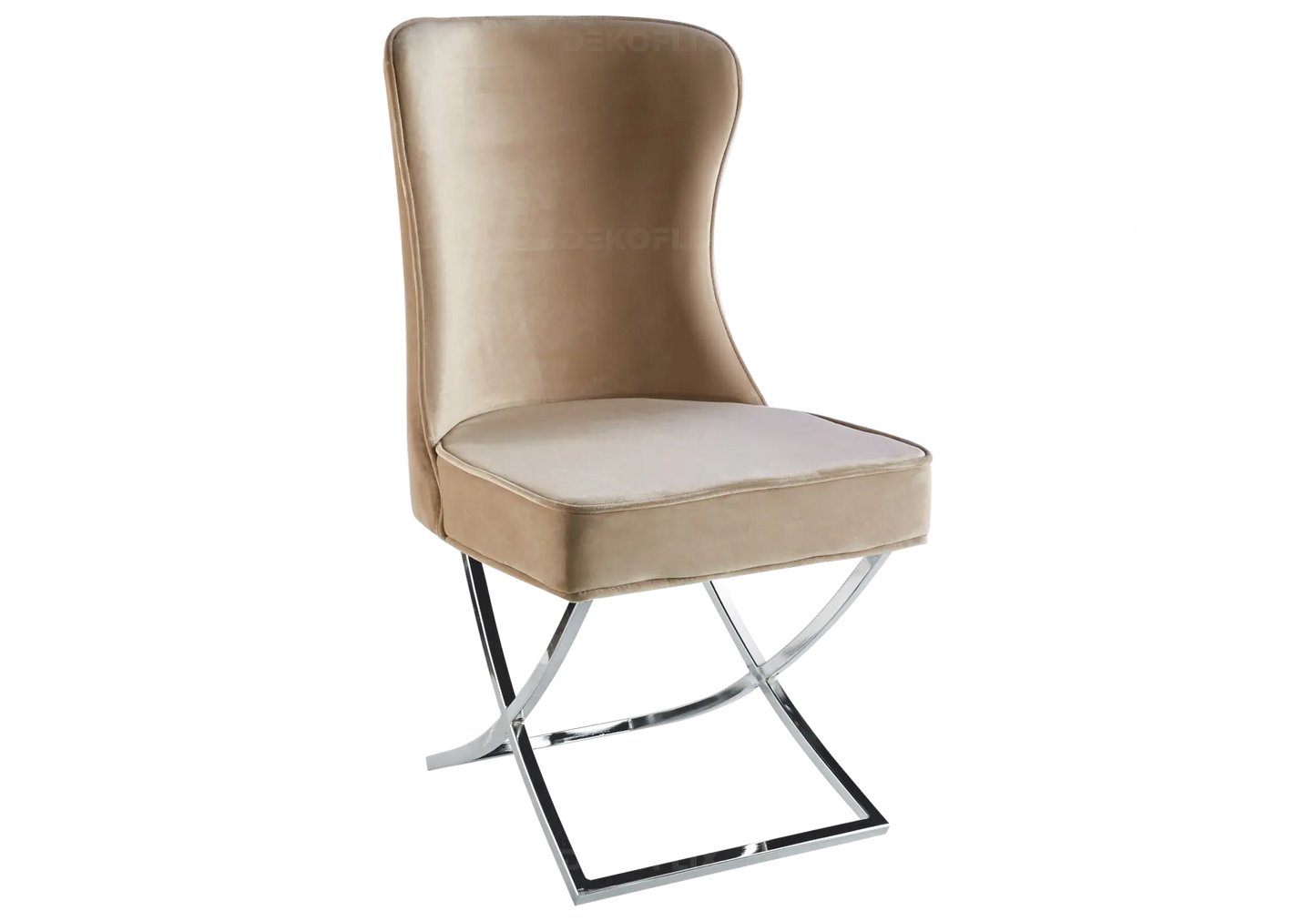 Chaise capitonnée argent beige ENZO (Lot de 2) New Design