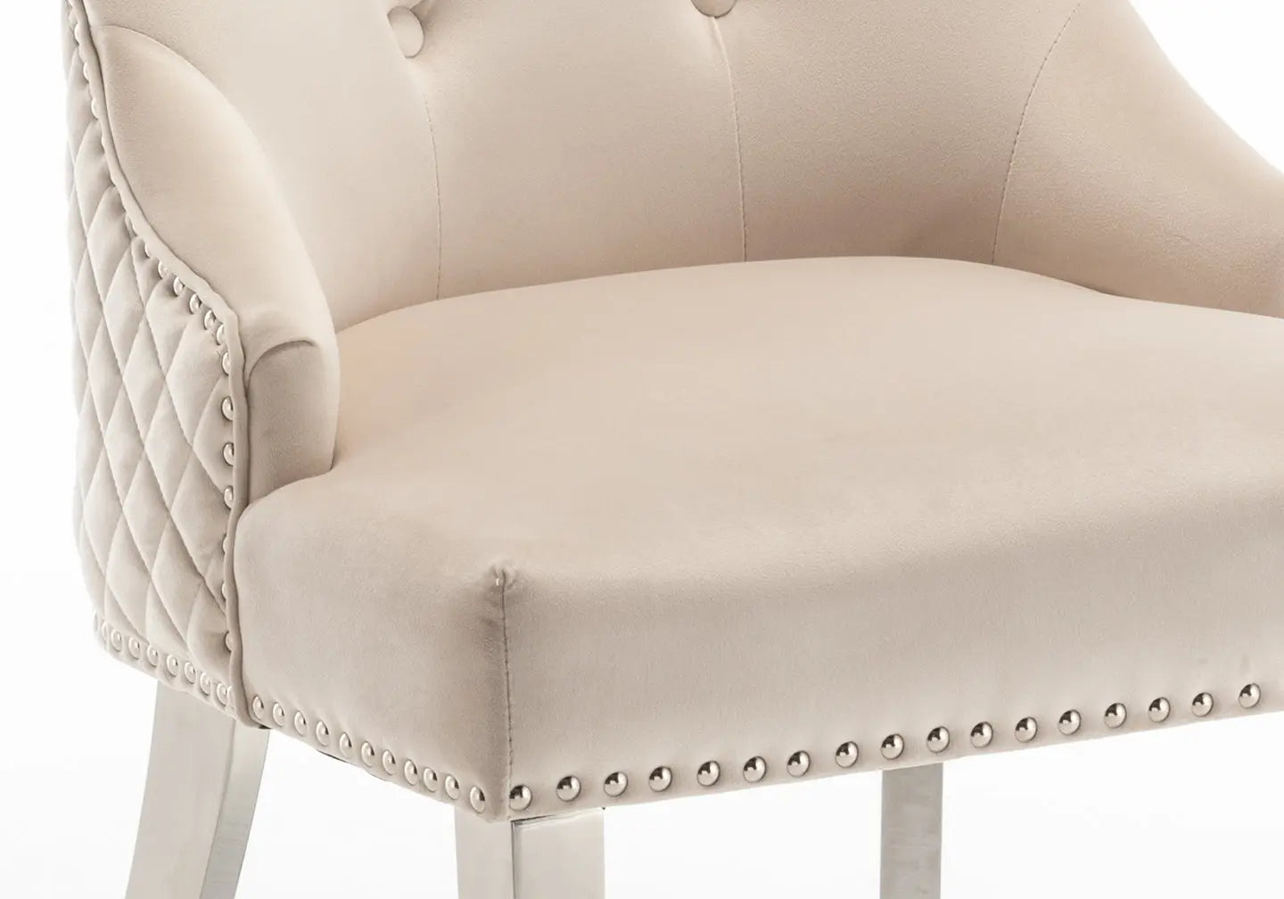 Chaise capitonnée argent beige LION New Design