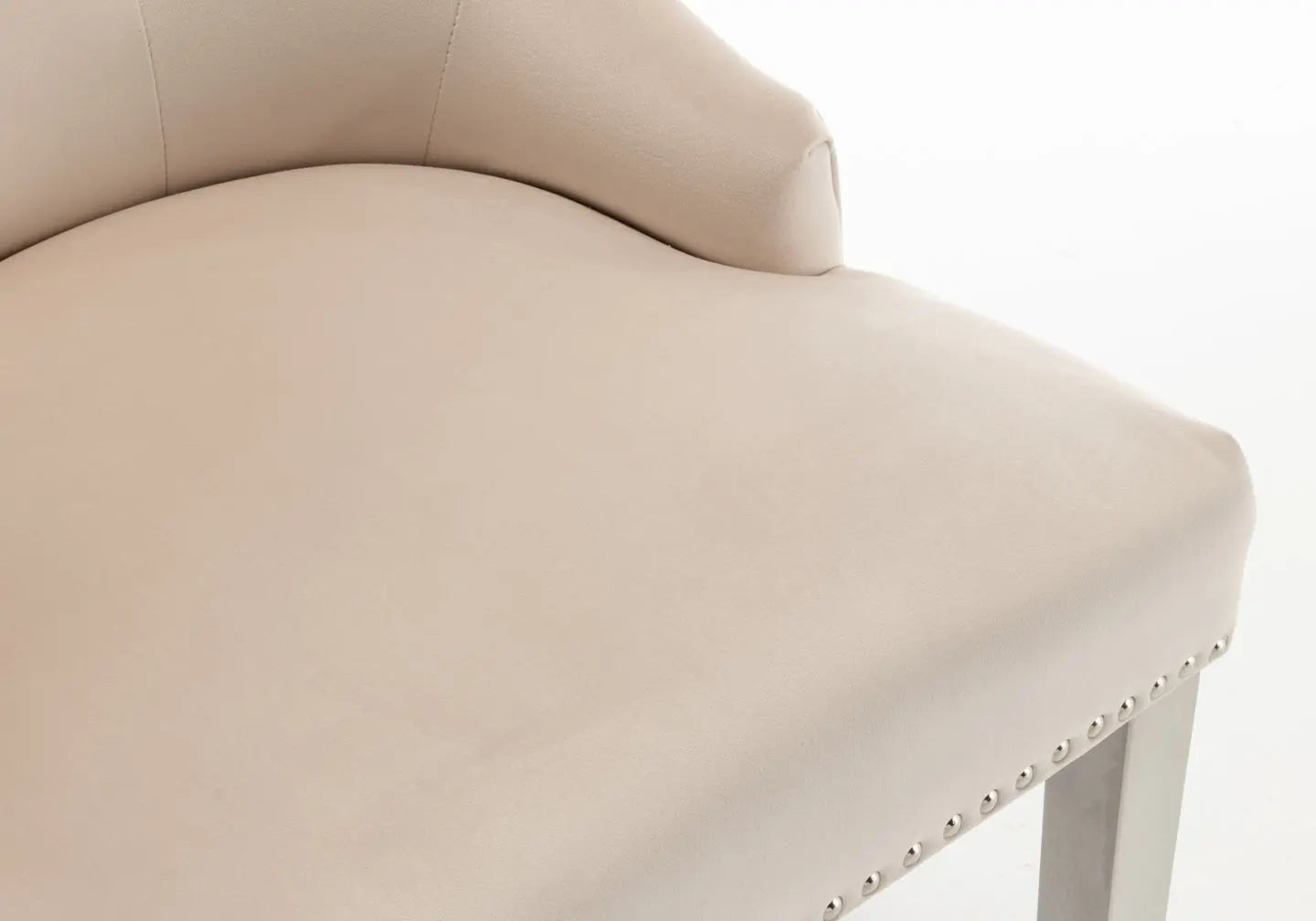 Chaise capitonnée argent beige LION New Design