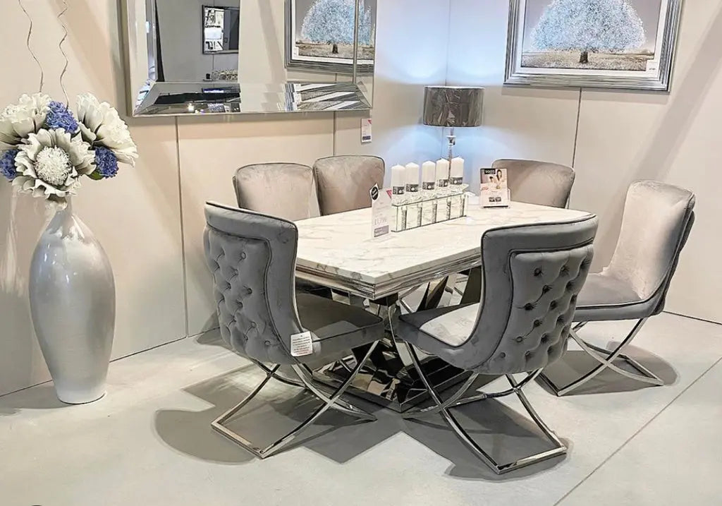 Chaise capitonnée argent gris ENZO (Lot de 2) New Design