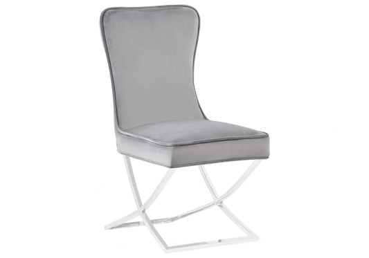 Chaise capitonnée argent gris ENZO (Lot de 2) New Design