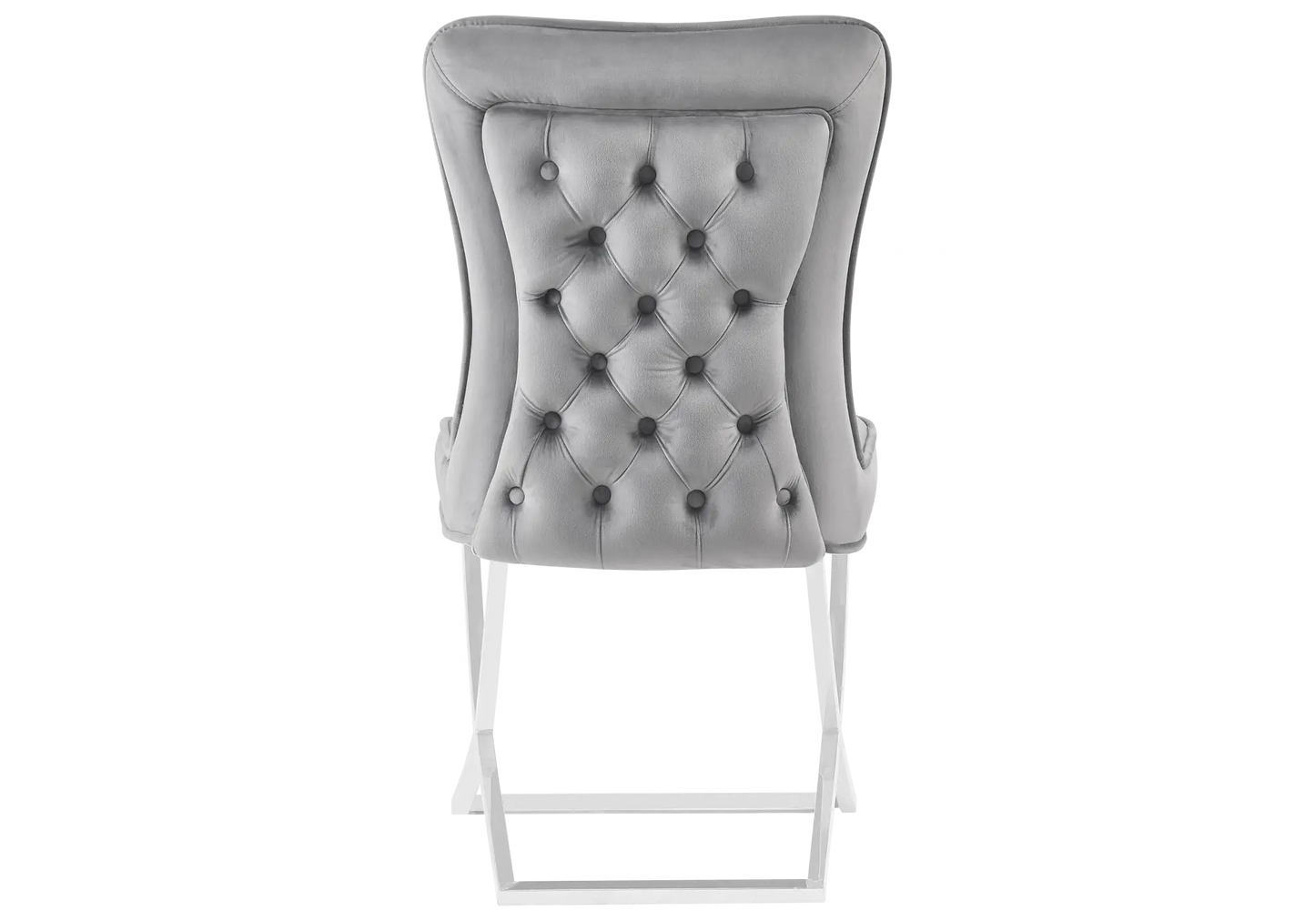 Chaise capitonnée argent gris ENZO (Lot de 2) New Design