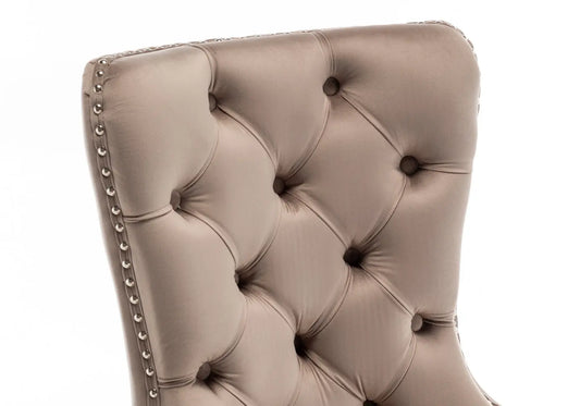 Chaise capitonnée argent moka LORA New Design