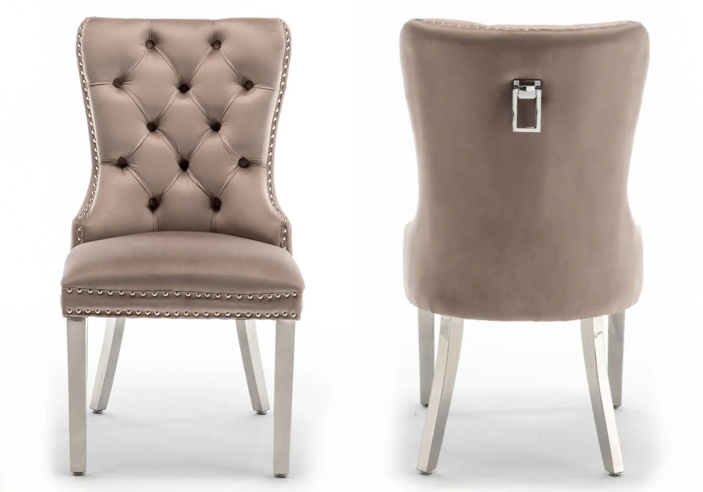 Chaise capitonnée argent moka LORA New Design