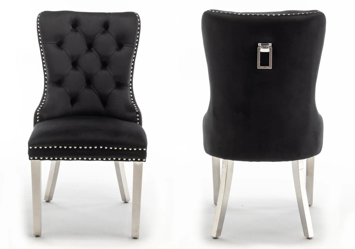 Chaise capitonnée argent noir LORA New Design