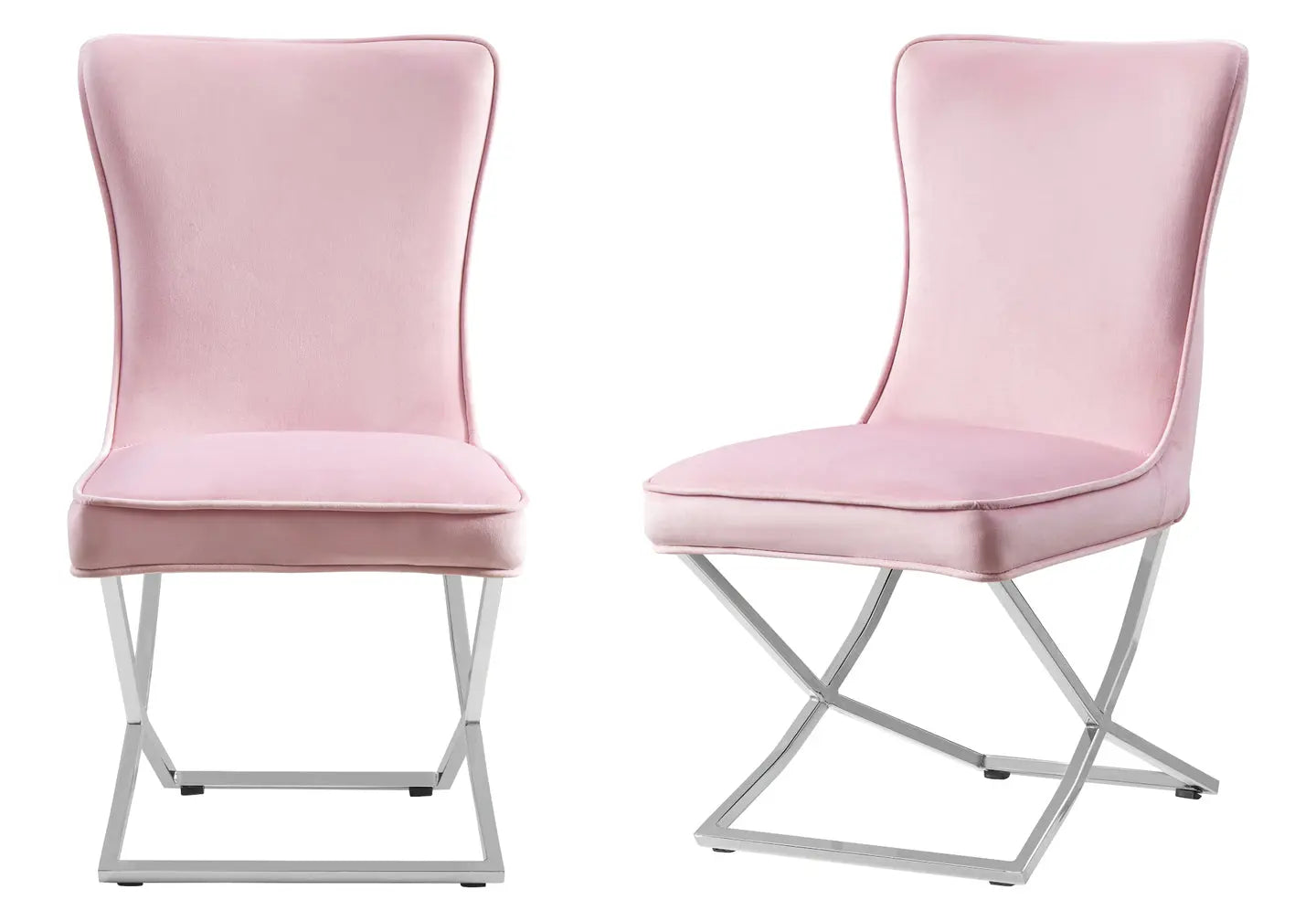 Chaise capitonnée argent rose pâle ENZO (Lot de 2) New Design