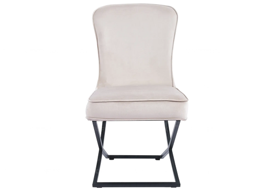 Chaise capitonnée beige pied noir ENZO(Lot de 2) New Design