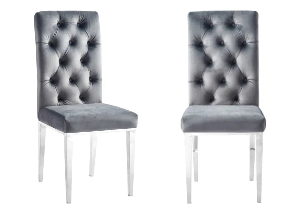 Chaise capitonnée chrome anthracite NEVA (lot de 2) New Design