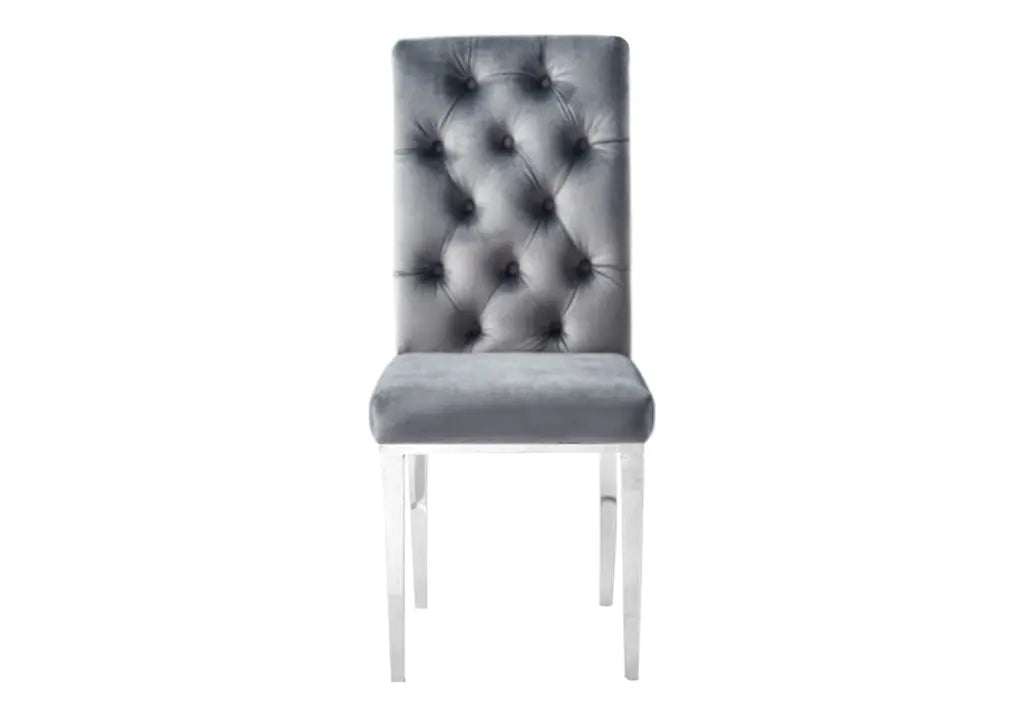 Chaise capitonnée chrome anthracite NEVA (lot de 2) New Design