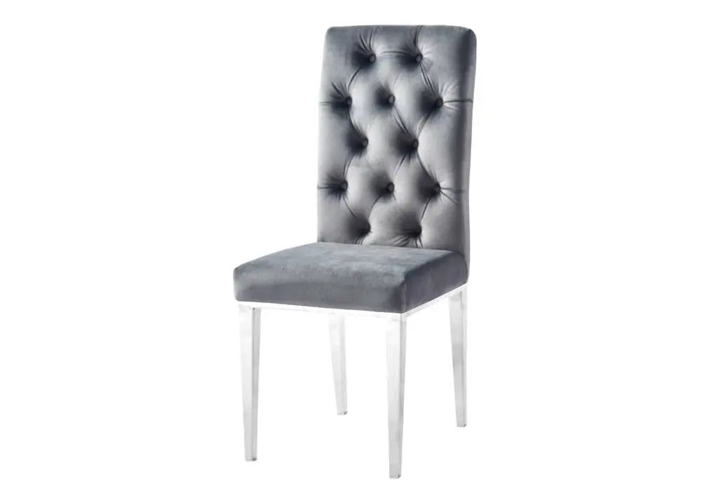 Chaise capitonnée chrome anthracite NEVA (lot de 2) New Design