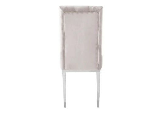Chaise capitonnée chrome beige NEVA (lot de 2) New Design