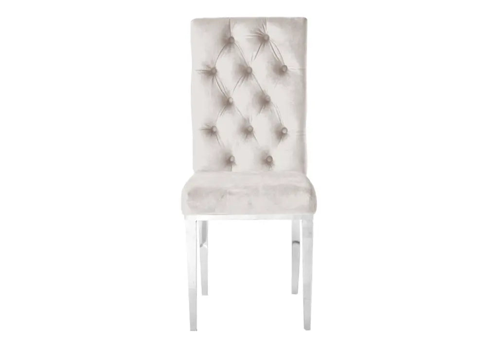 Chaise capitonnée chrome beige NEVA (lot de 2) New Design