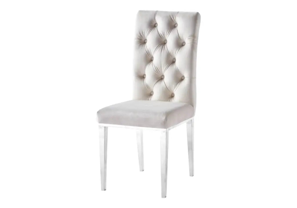 Chaise capitonnée chrome beige NEVA (lot de 2) New Design