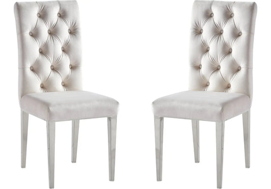 Chaise capitonnée chrome écru NEVA (lot de 2) New Design