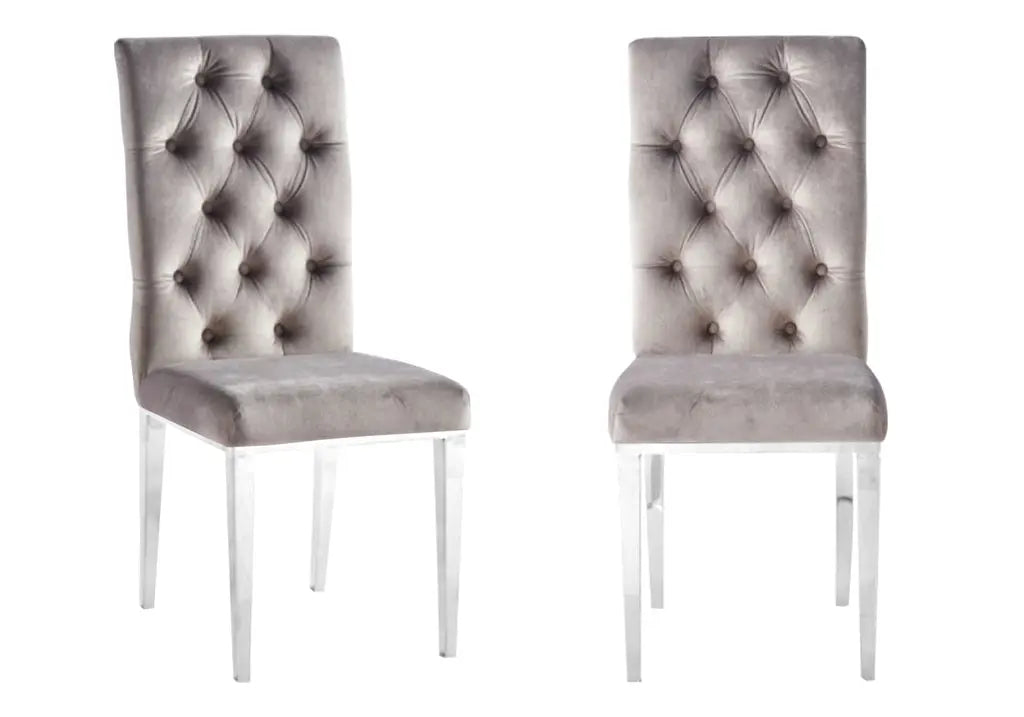 Chaise capitonnée chrome moka NEVA (lot de 2) New Design