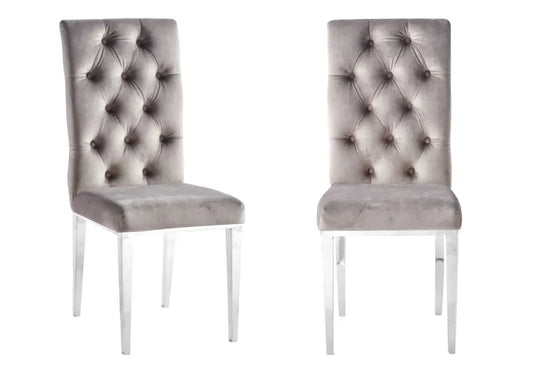 Chaise capitonnée chrome moka NEVA (lot de 2) New Design