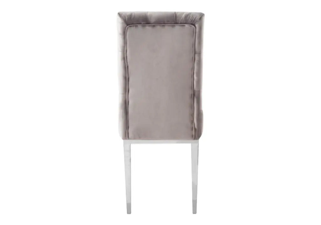 Chaise capitonnée chrome moka NEVA (lot de 2) New Design