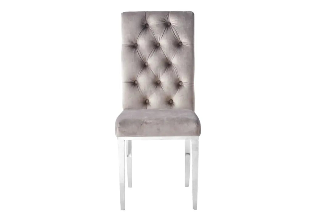 Chaise capitonnée chrome moka NEVA (lot de 2) New Design