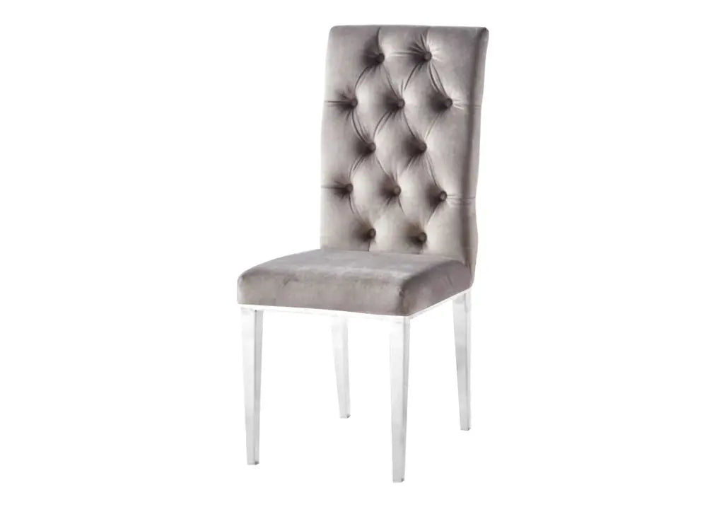 Chaise capitonnée chrome moka NEVA (lot de 2) New Design