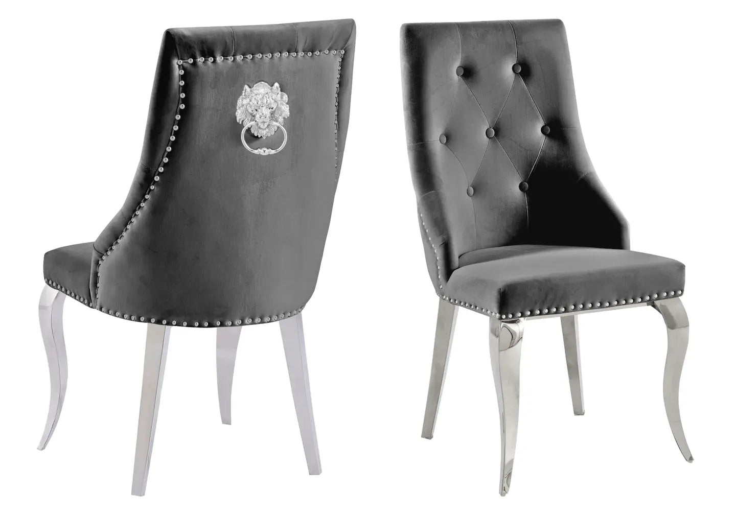Chaise capitonnée cloutée anthracite GIA New Design