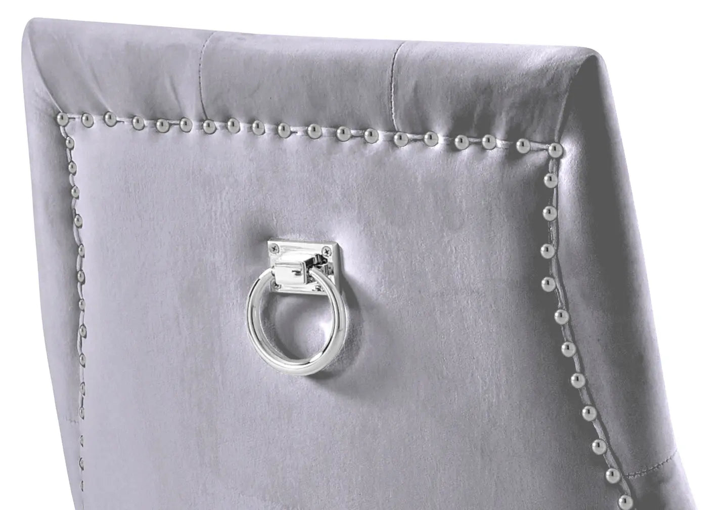 Chaise capitonnée cloutée gris LARA New Design