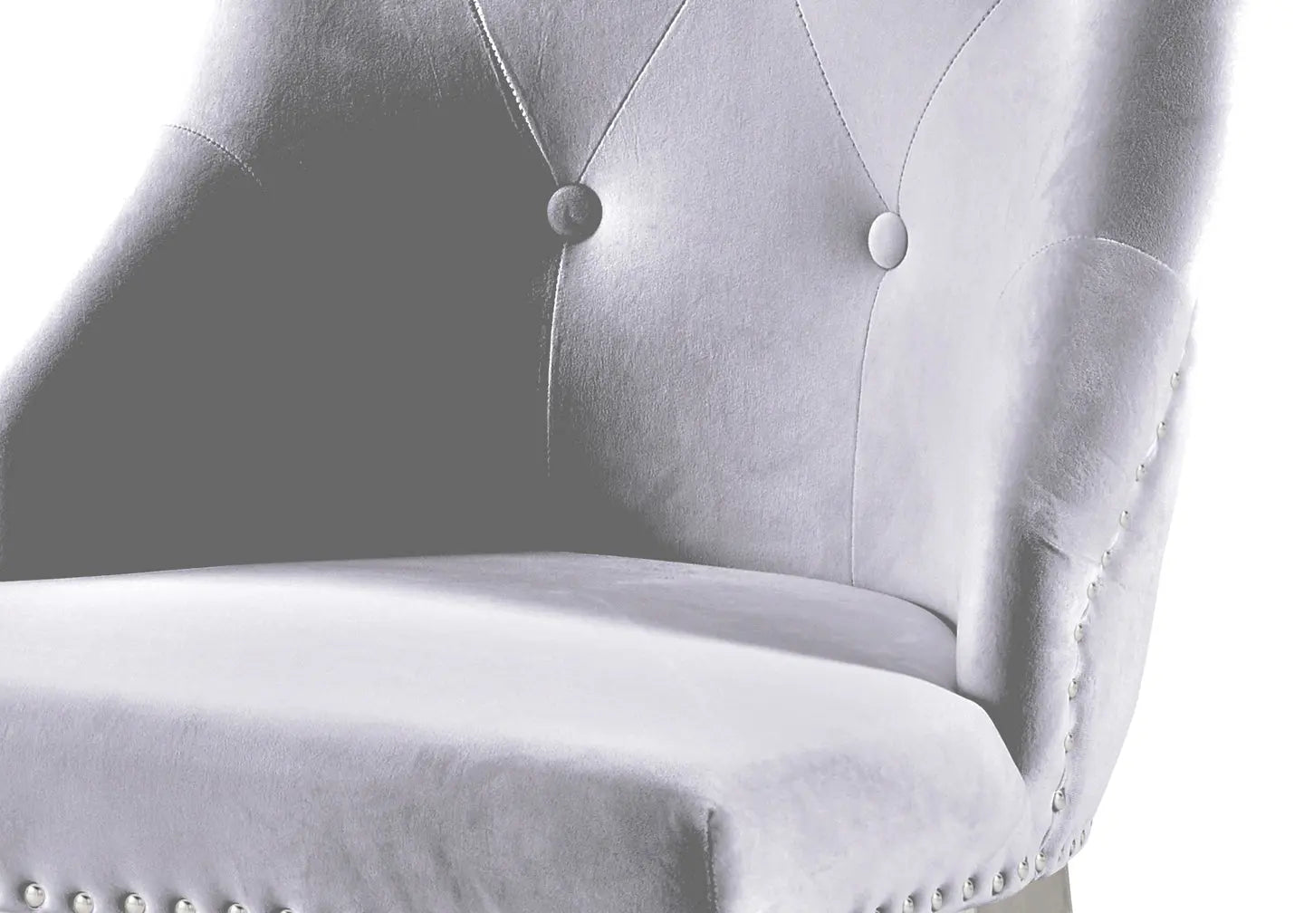Chaise capitonnée cloutée gris LARA New Design