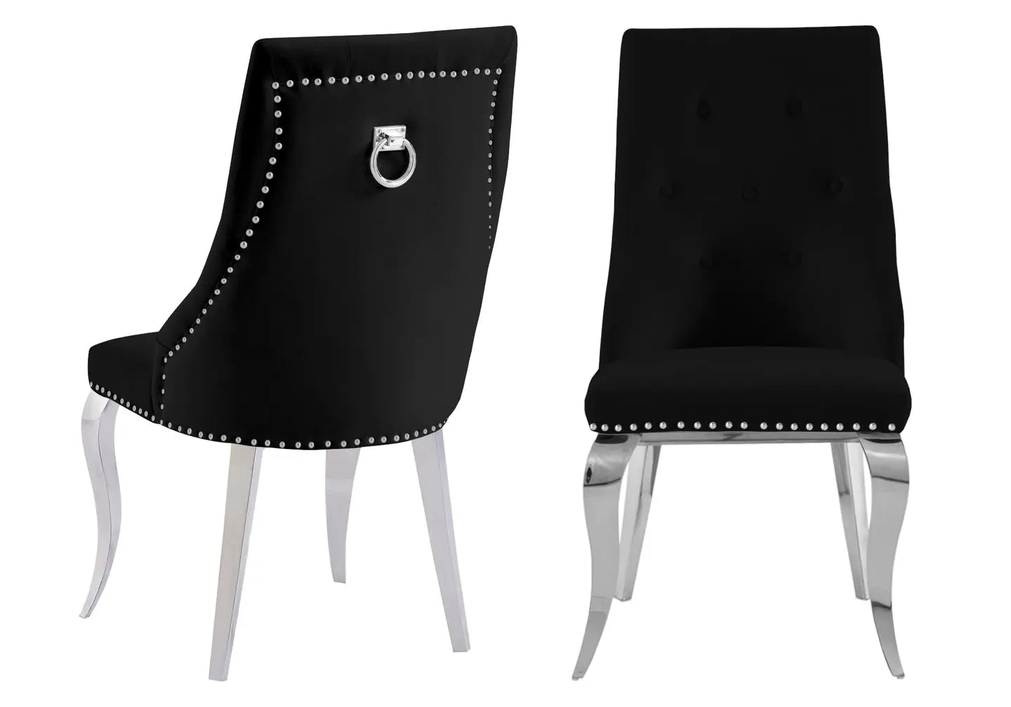 Chaise capitonnée cloutée noir LARA New Design