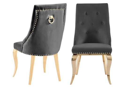 Chaise capitonnée dorée anthracite LARA New Design
