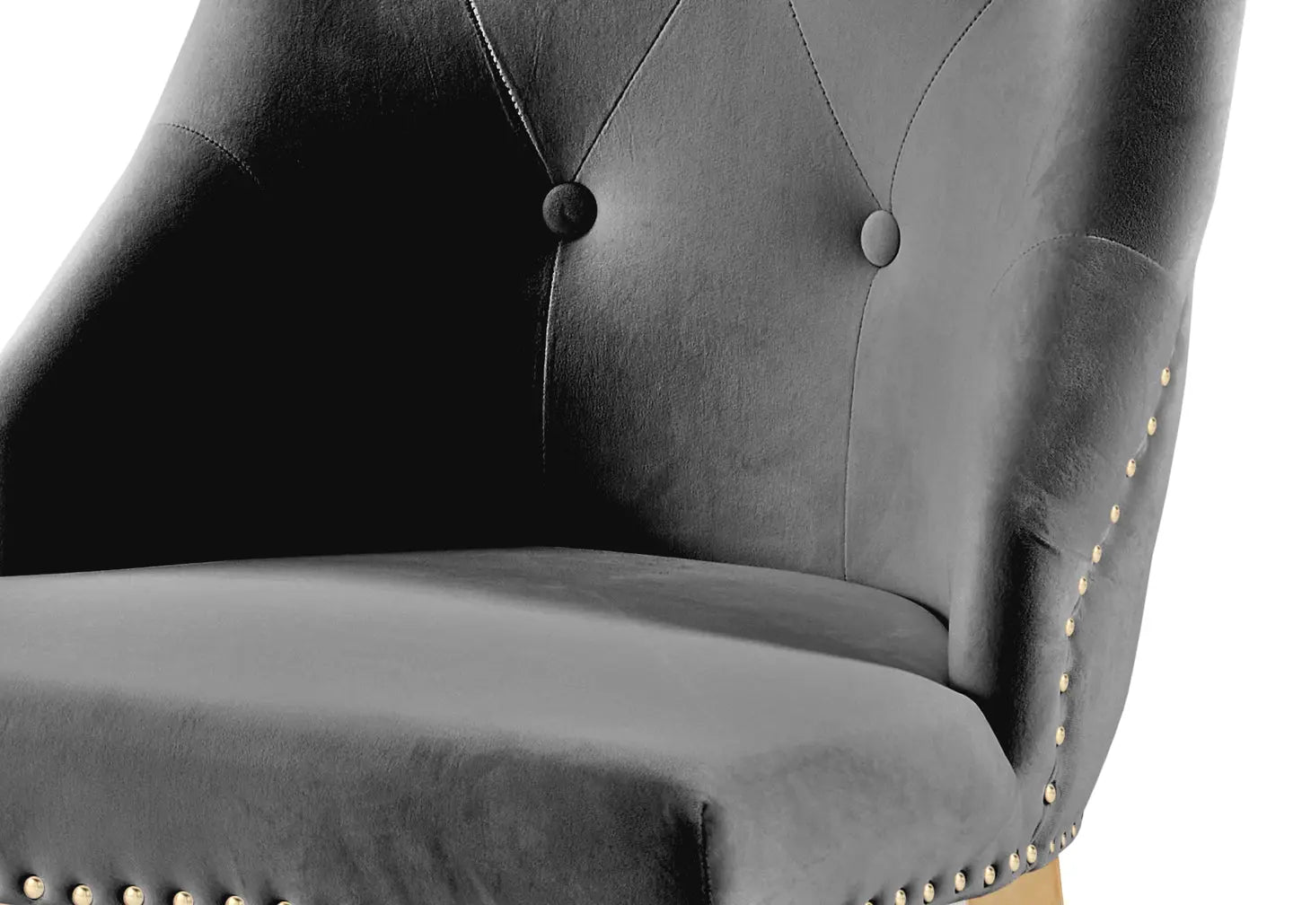 Chaise capitonnée dorée anthracite LARA New Design