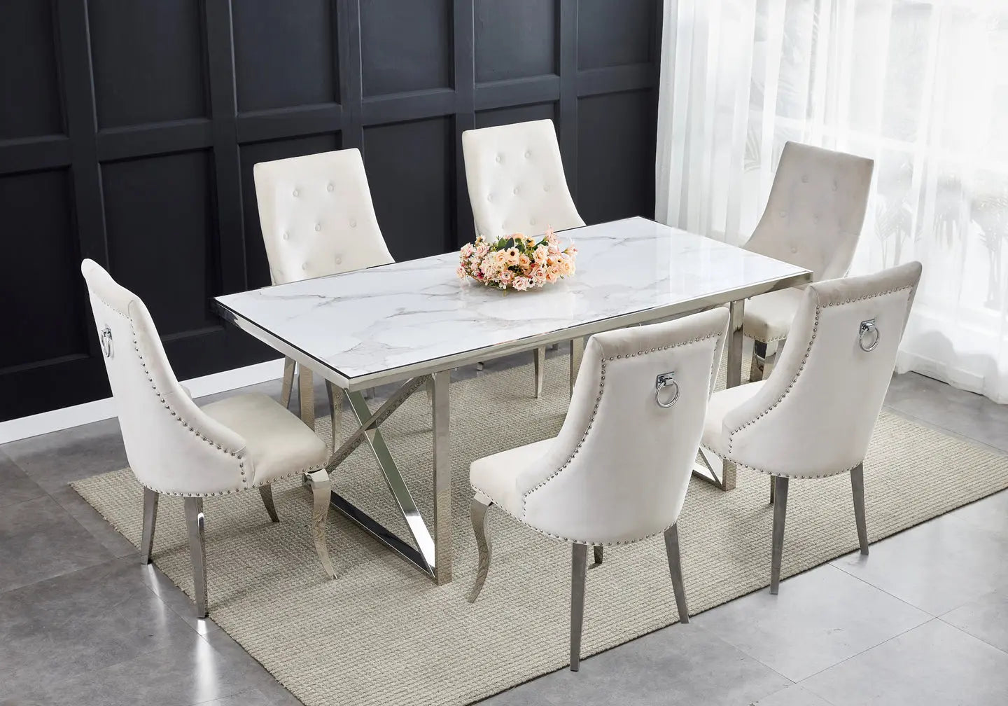 Chaise capitonnée dorée anthracite LARA New Design