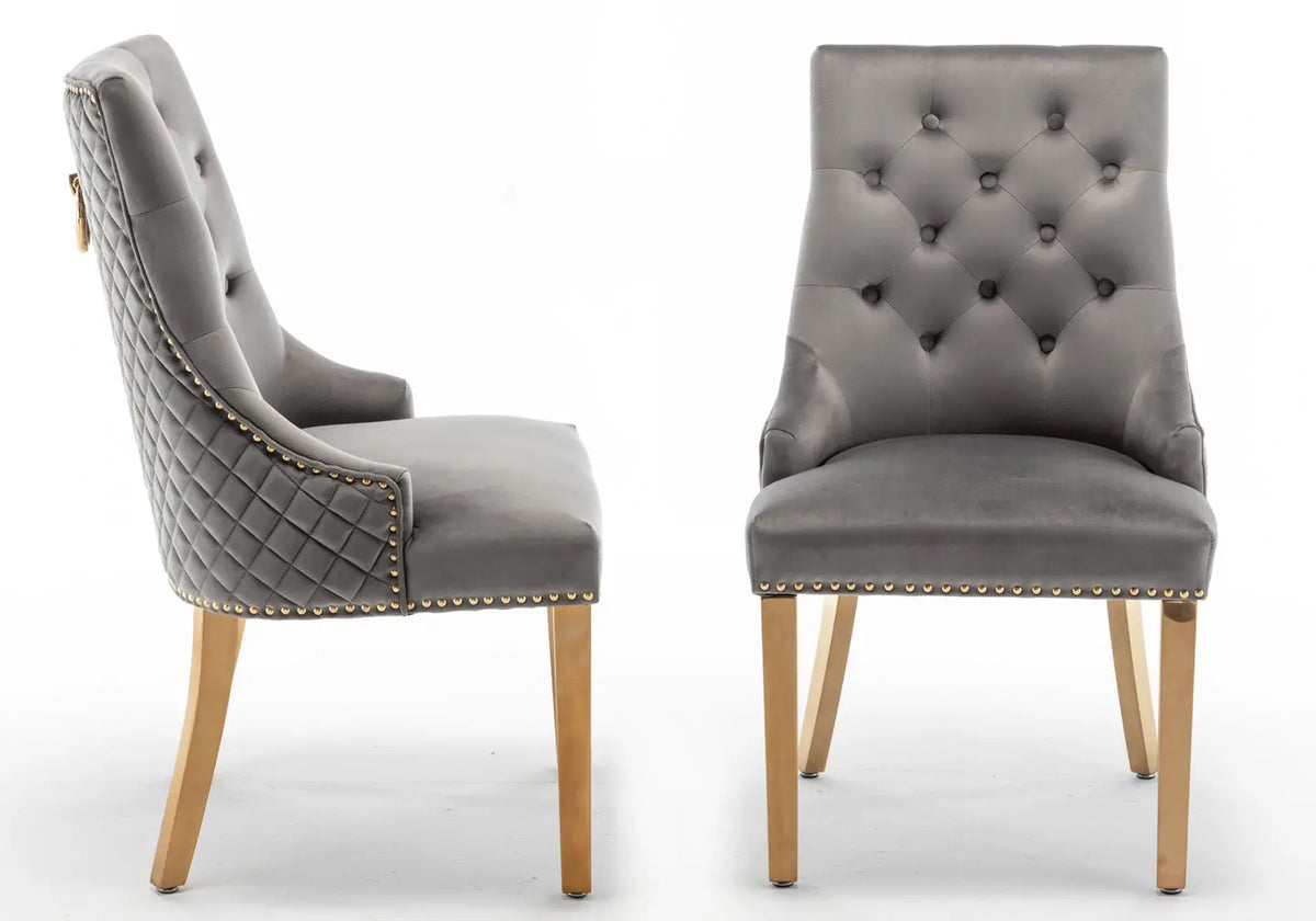 Chaise capitonnée dorée anthracite LIDY New Design