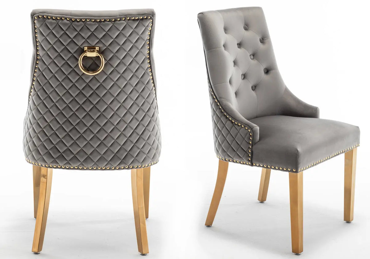 Chaise capitonnée dorée anthracite LIDY New Design